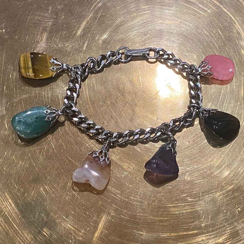 Vintage Polished Stone Charm Bracelet
